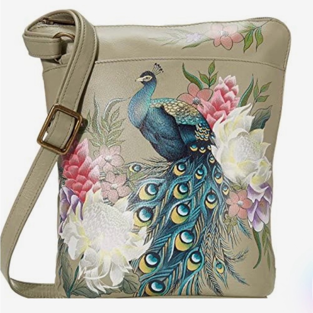 Brand New Peacock Anuschka Two Sided Zip Travel Organizer